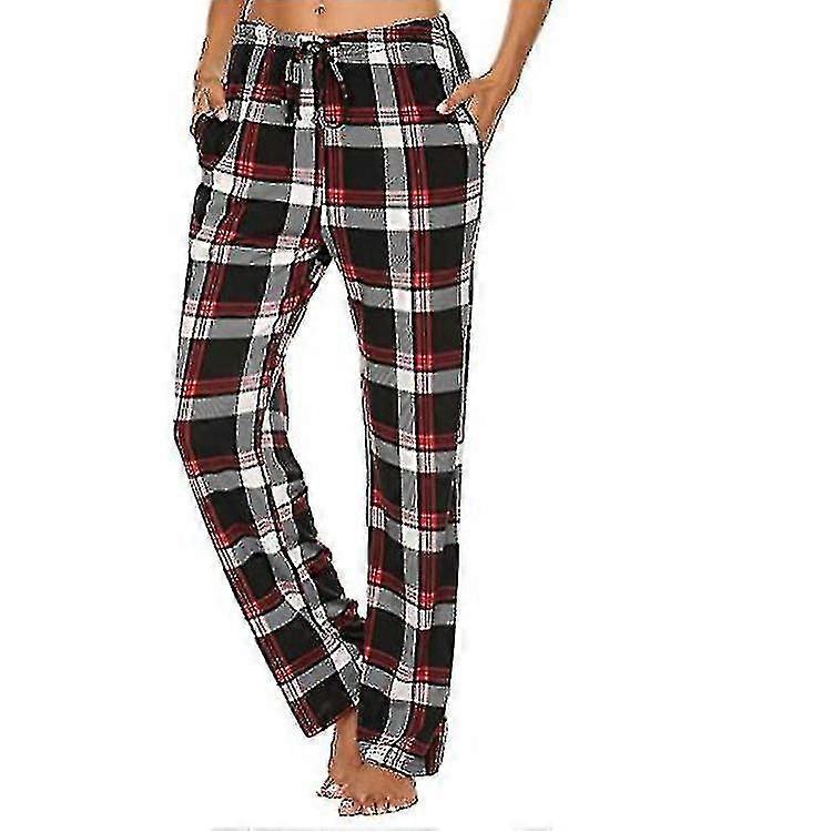 Herren Pyjamahose mit Taschen, Herren Soft Flanell Karierte Pyjama Schlafhose