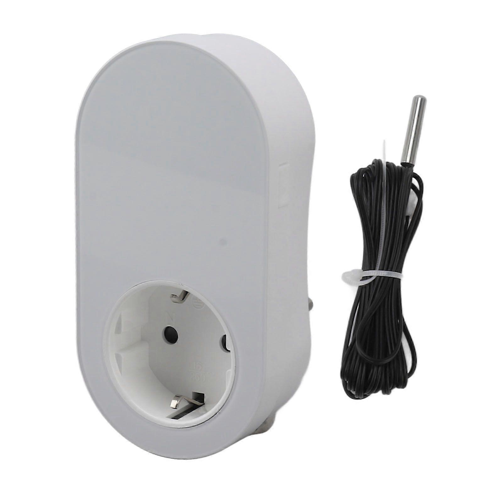 16A Smart WiFi Thermostat Plug Outlet Automatic Adjustable Wireless Plug in Temperature Controller Socket for Home EU Plug 95 to 240V White