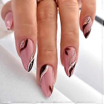 Patch d’ongle ondulé brun rose Applique exquise Accessoires de manucure Modèles de colle