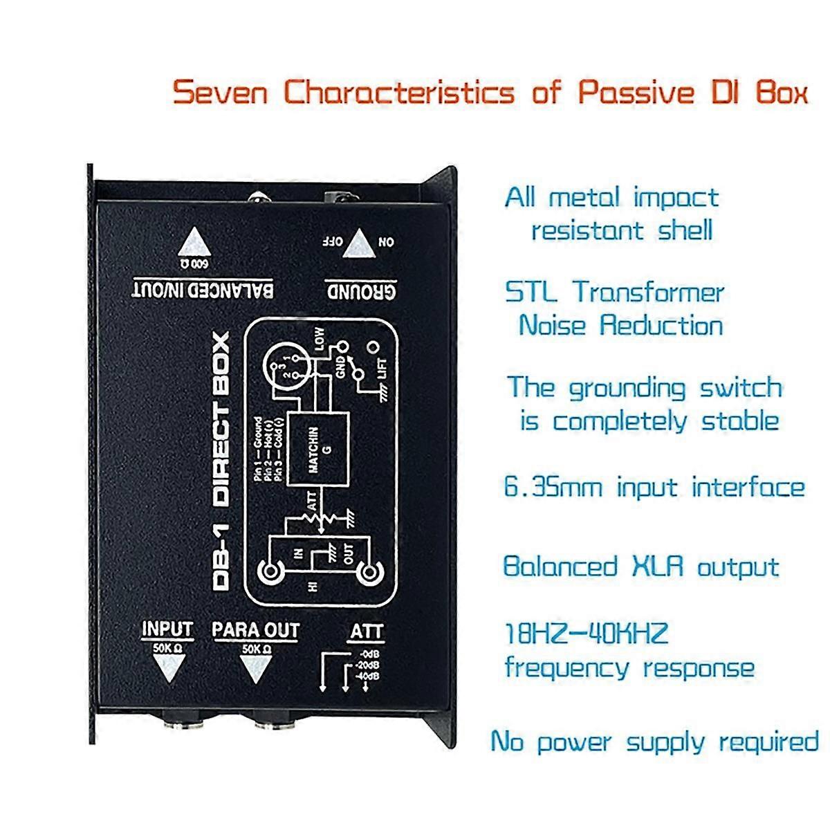 Passiver Impedanzwandler DI Effekte Audio Isolator Passive DI Box DI BOX Box