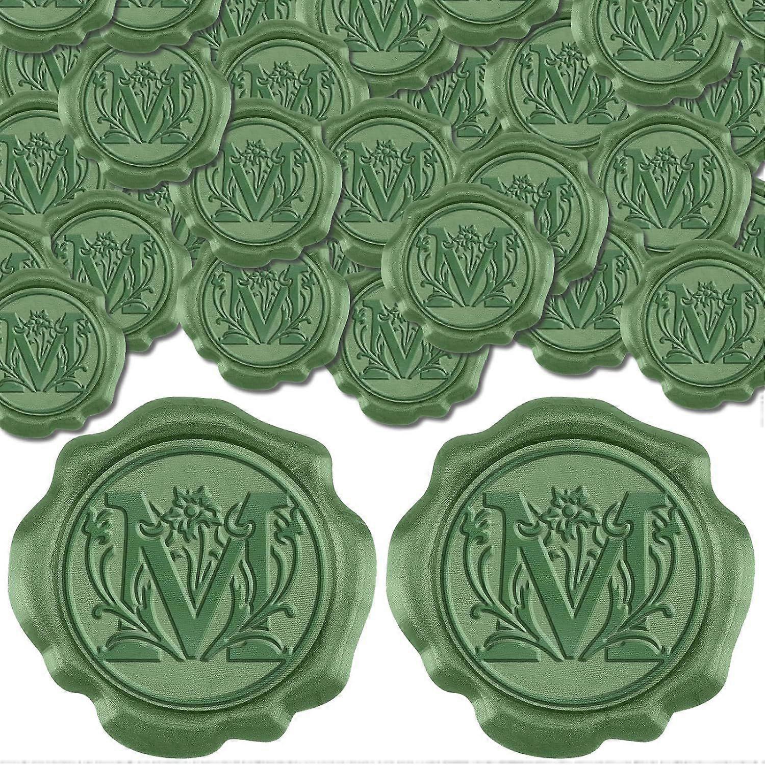 50Pcs M Letter Wax Seal Stickers Envelope Seal Stickers Wedding Invitation Envelope Seals Leaf Pattern Self Adhesive Stickers for Party Invitation Wra