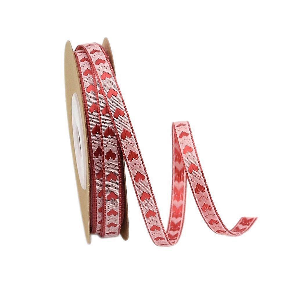 1 Roll of 10M Ribbon Heart Printed Polyester Packing Rope Valentine's Day Gift Wrapping (Pattern 1)