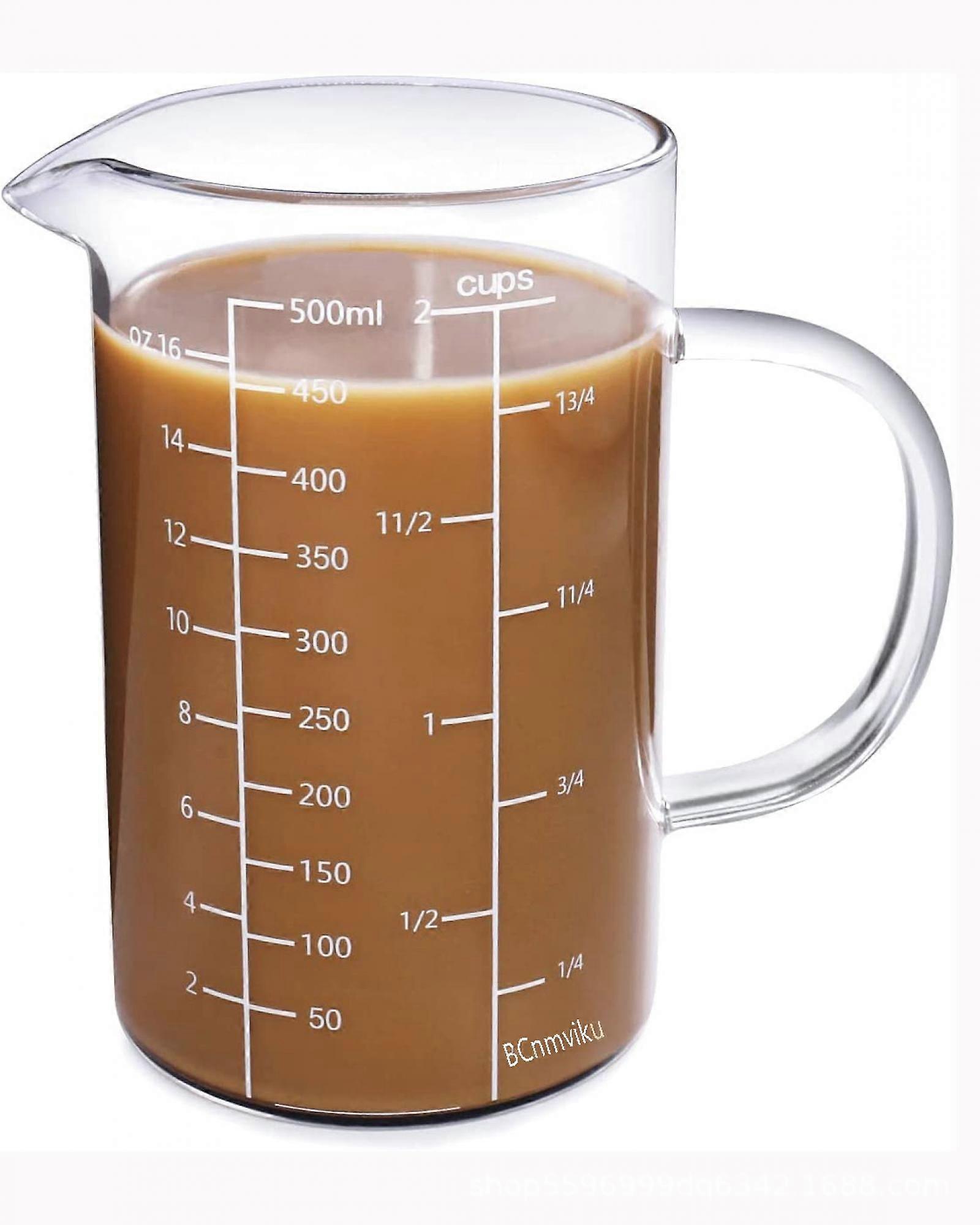 Clopare Glass Measuring Cup with Measurements,  Borosilicate Clear Measuring Cups with Insulated handle, 16oz, 500ml