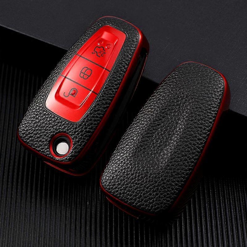 Leather Car Key Cover Bag Case Shell for Ford Focus 2 3 MK3 ST RS Ecosport Kuga Escape Fiesta Fold C-Max S-Max Mondeo Accessories