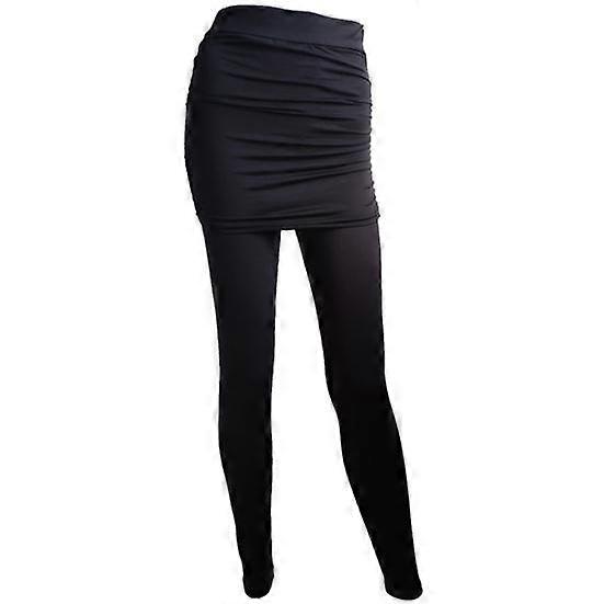 Fake Two Piece Leggings Skirt High Elastic Activewear Solid Color Pleated Skinny Pants Skirt for Running
