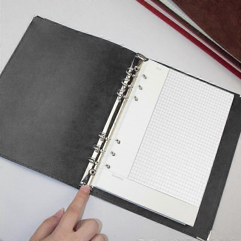A5 Faux Leather Loose-leaf Grid Notebook, Style:Cornell Checkered Core