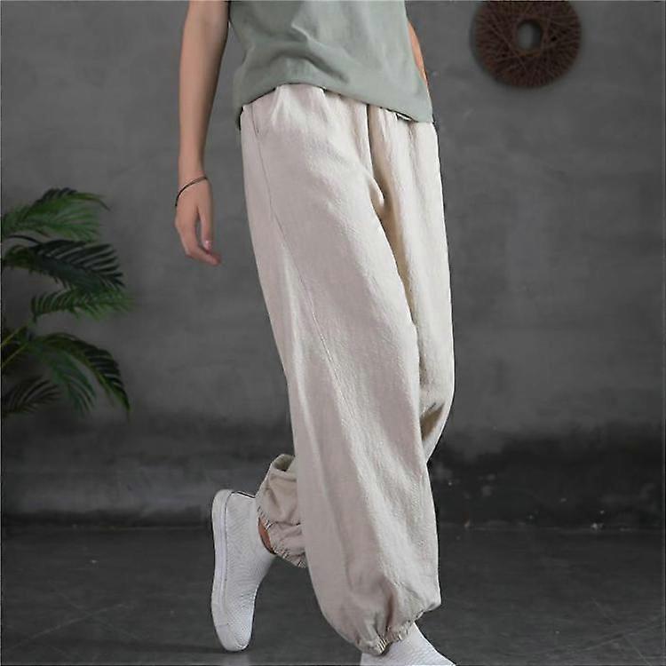 Johnature Women Autumn Loose Comfortable All-match Full Length Pants