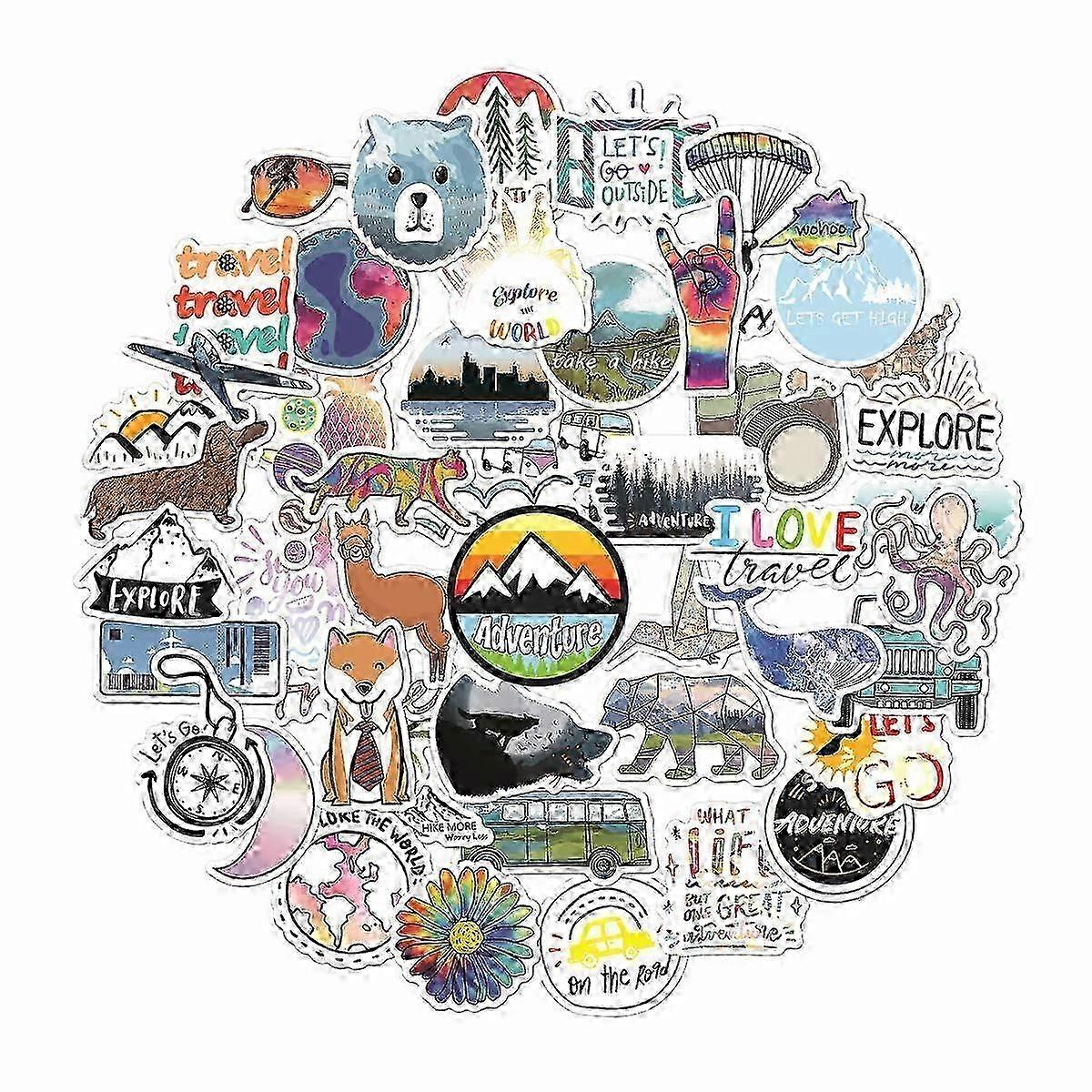 Vedenpitävät tarrat 50 kpl matkakuvioilla