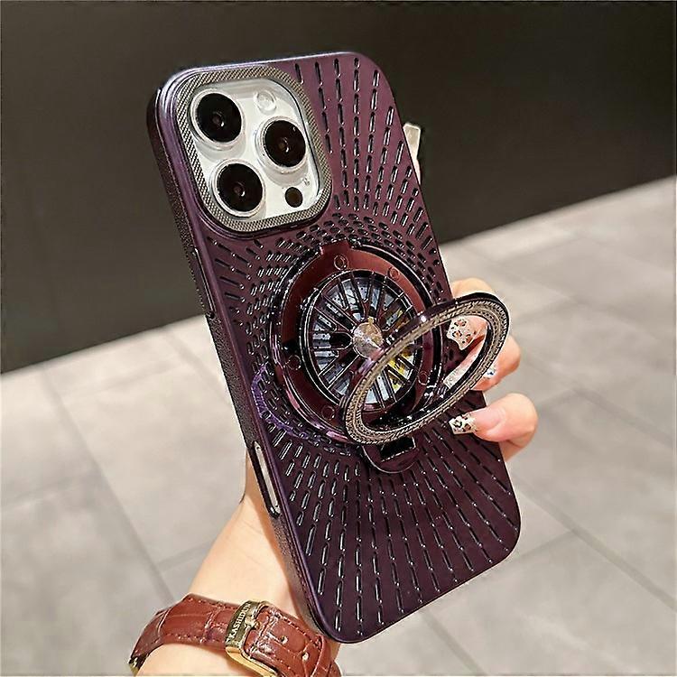 Compatible For iPhone 16 Pro Max Case Compatible with MagSafe Gyroscope Kickstand Heat Dissipation PC Back Cover