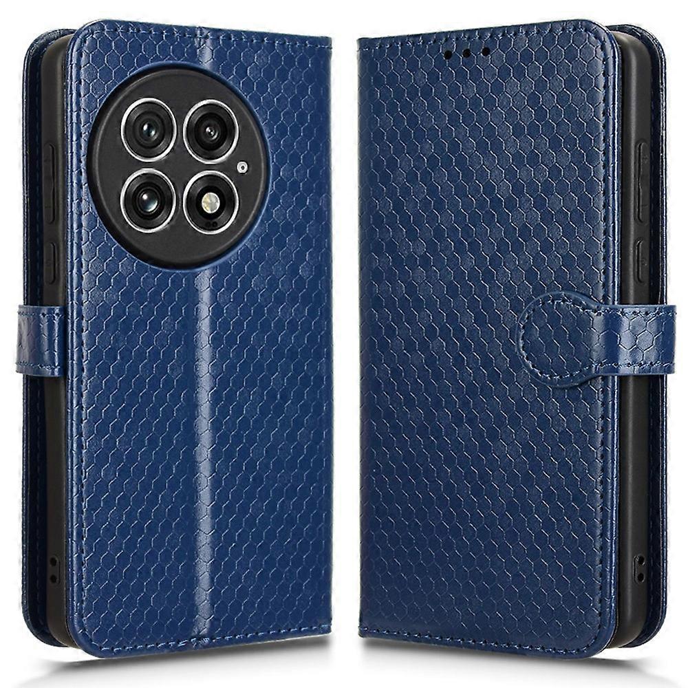 For OnePlus 13 Wallet Case Dot Pattern Imprint PU Leather Phone Cover-Dark Blue