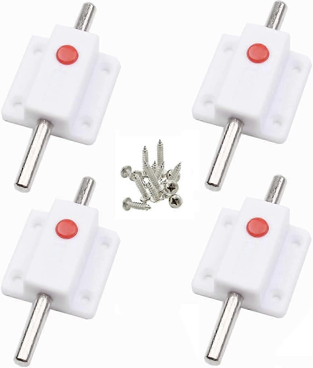 4Pcs Door Bolt Lock, Automatic Spring Button Security Latch(White)