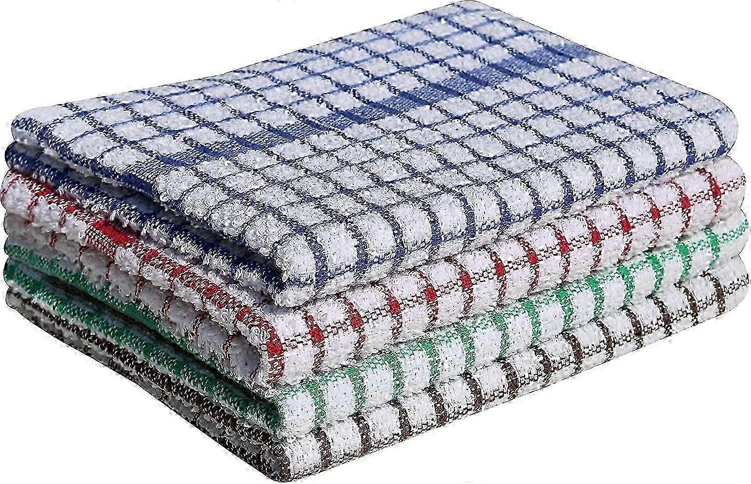 عبوة من 10 مناشف شاي تيري (28 × 40 سم) - حلقة فائقة النعومة نسج قطن ممشط عالي الكثافة وهيكل سميك فائق الامتصاص وناعم