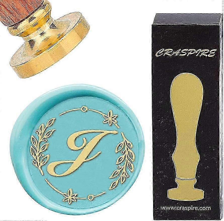 1セットレターJワックスシールスタンプアルファベットリーフ25mmヴィンテージ取り外し可能な真鍮ヘッドウッドハンドルシーリングワックススタンプ