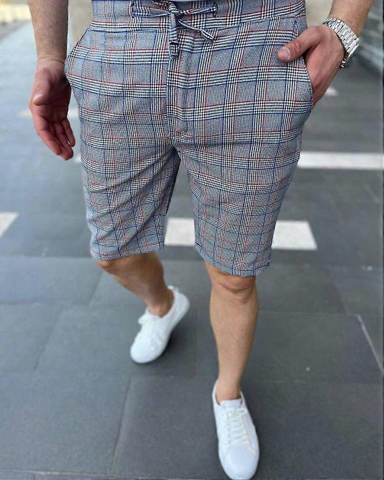 Sommermode mænds plaidstribede afslappede shorts