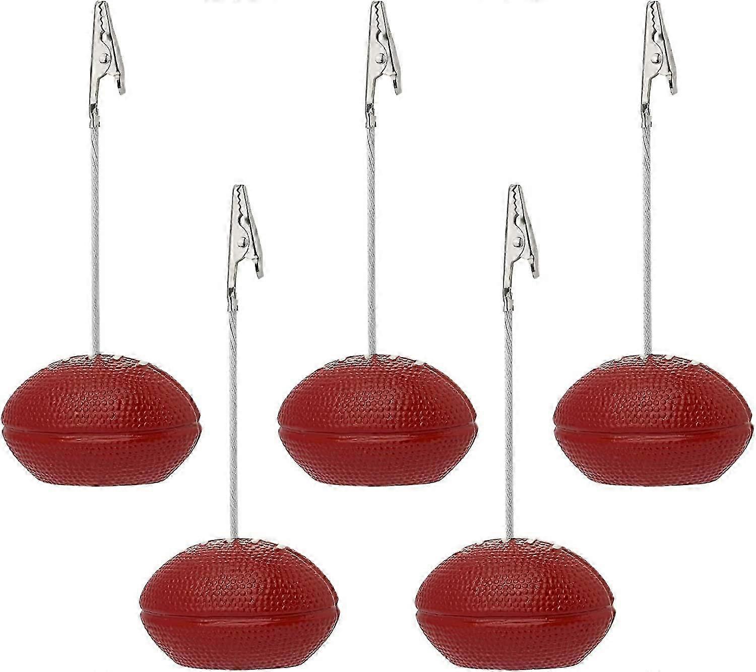 5パックレジンボールベースメモクリップホルダースタンドノートペーパークリップ写真カードディスプレイワニ口クリップ付き、アメリカンフットボール