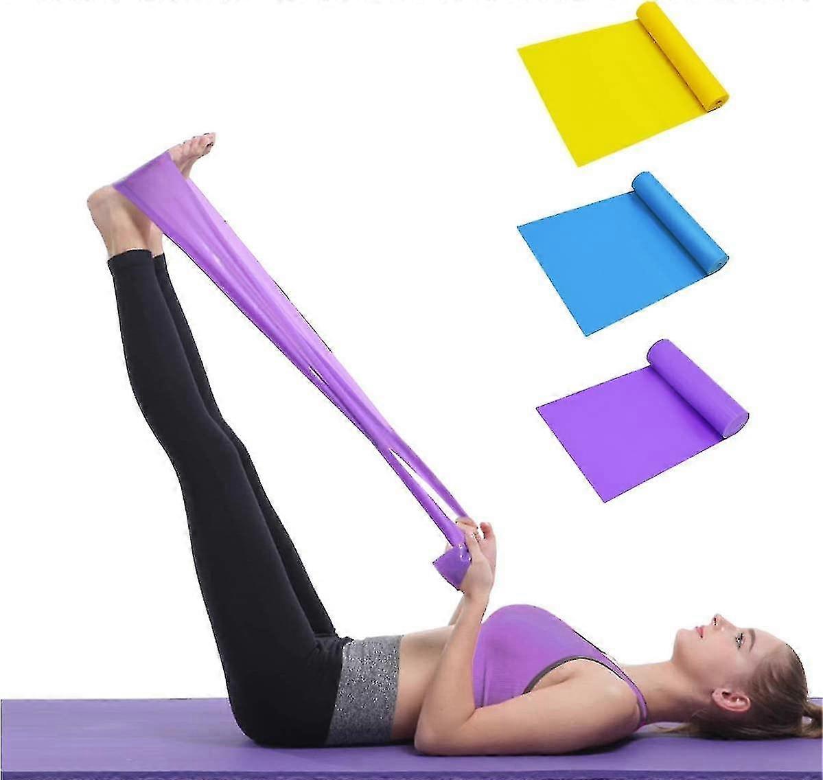 3-Pack Exercise Bands with 3 Resistance Levels for Pilates, Home & Gym Workout