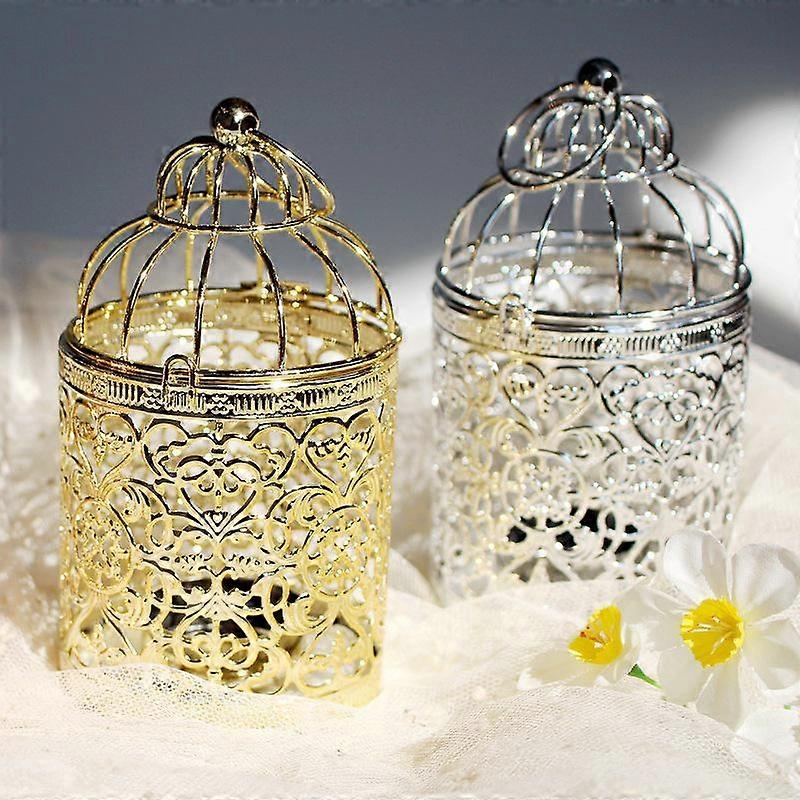Birdcage-shaped Candlesticks European-style Gold Plating Metal Craft Products Home Furnishings Wedding Props