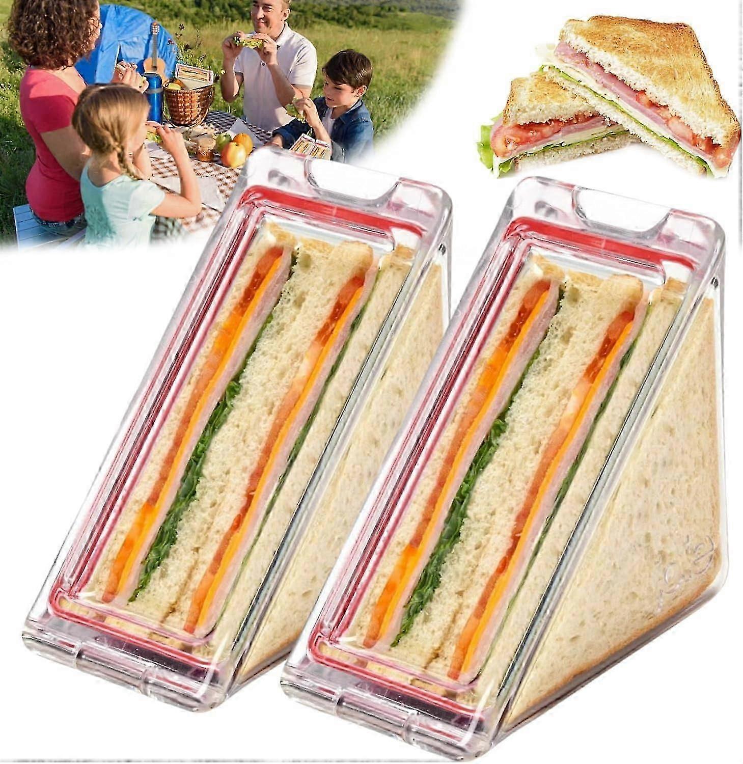 Triangle Sandwich Container, Triangle Sandwich Container Reusable, Washable Sandwich Box, Transparent Sandwich Boxes and Lunch Wedge Boxes with Lids