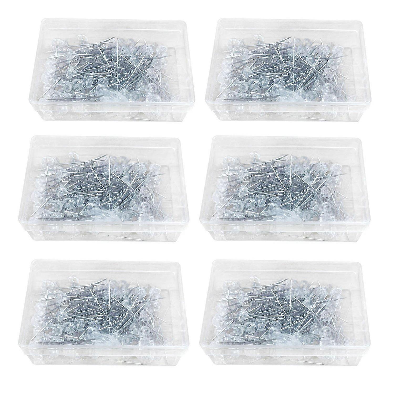 6 Boxes 300PCS Corsage Boutonniere Pin Multifunctional Crystal Head Clear Straight Pin