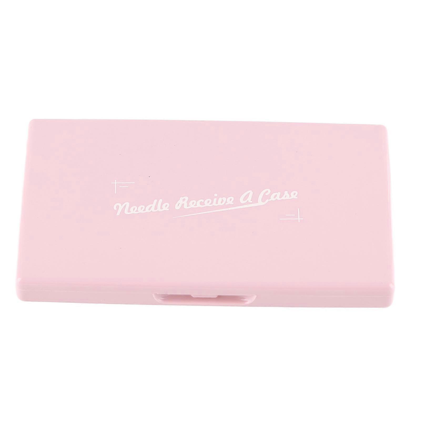 Magnetic Needle Case Pink Plastic Shell Light Portable Compact Stitching Pin Storage Box for Sewing Needlework