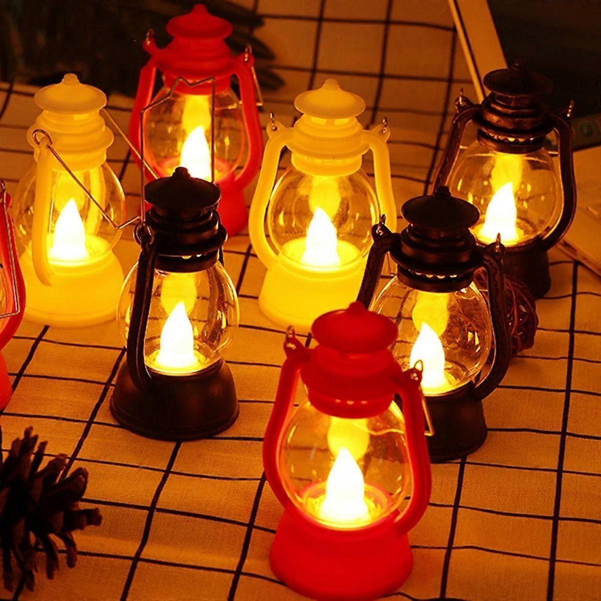 فانوس LED يعمل بالبطارية ، ضوء دافئ ، توفير الطاقة ، مقبض محمول ، مقاوم للماء ، مصباح شمعة إلكتروني بلاستيكي قديم للديكور المنزلي والفكرة