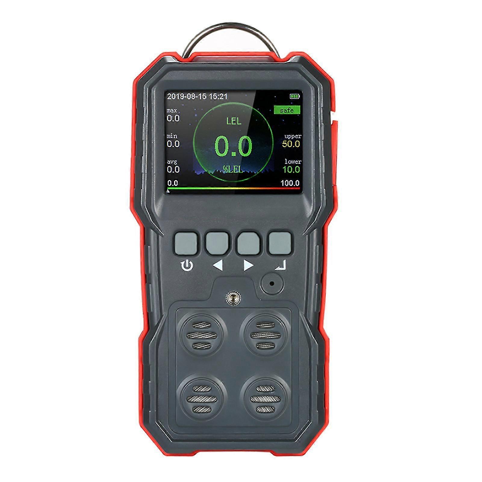Βιομηχανικός ψηφιακός φορητός ελεγκτής οξυγόνου H2S ανιχνευτών μονοξειδίου του άνθρακα αερίου 4 σε 1 με τον ήχο και το φως επίδειξης LCD καταγραφής στοιχείων 120000