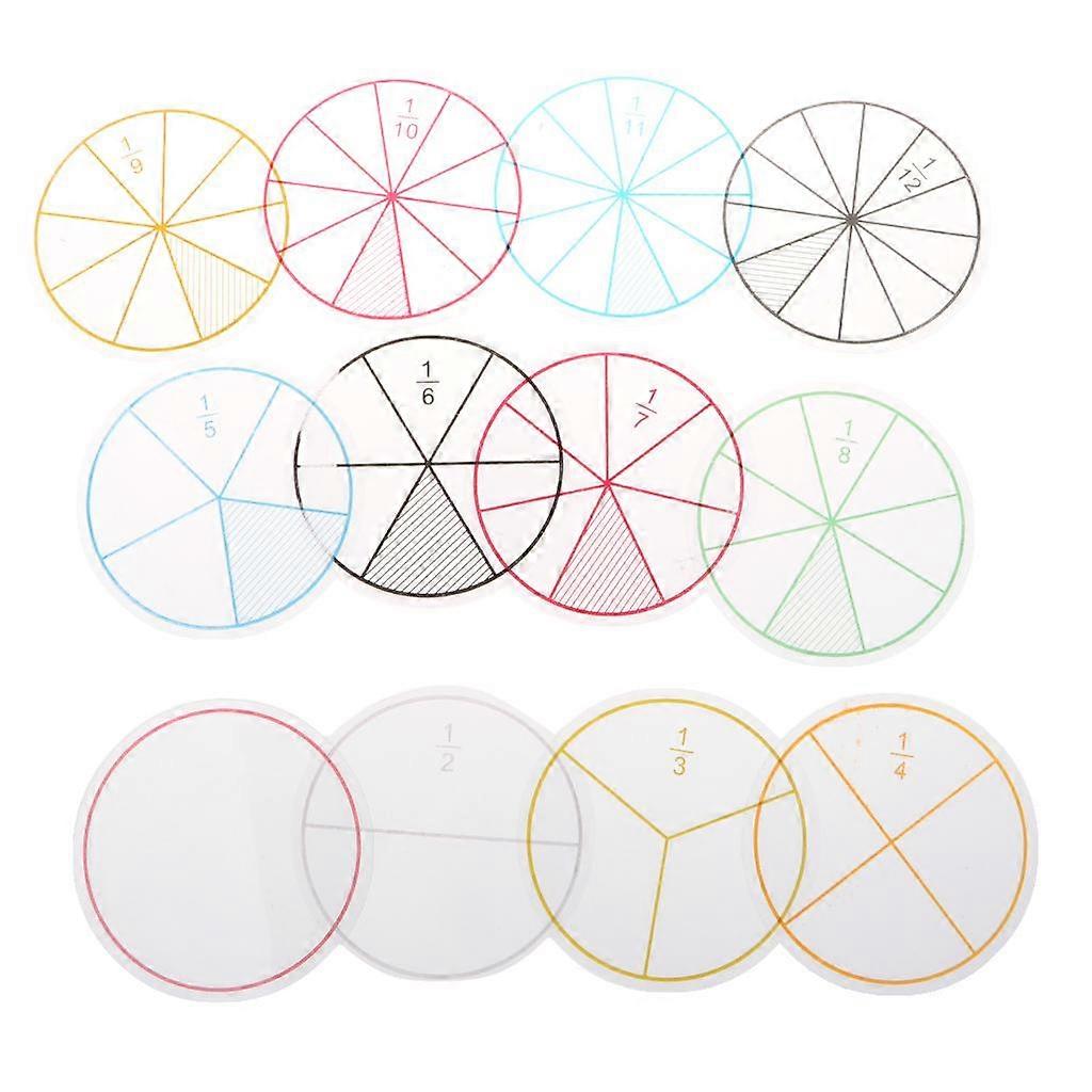 Set of 12 Numbered plastic faction circles, math chips, math
