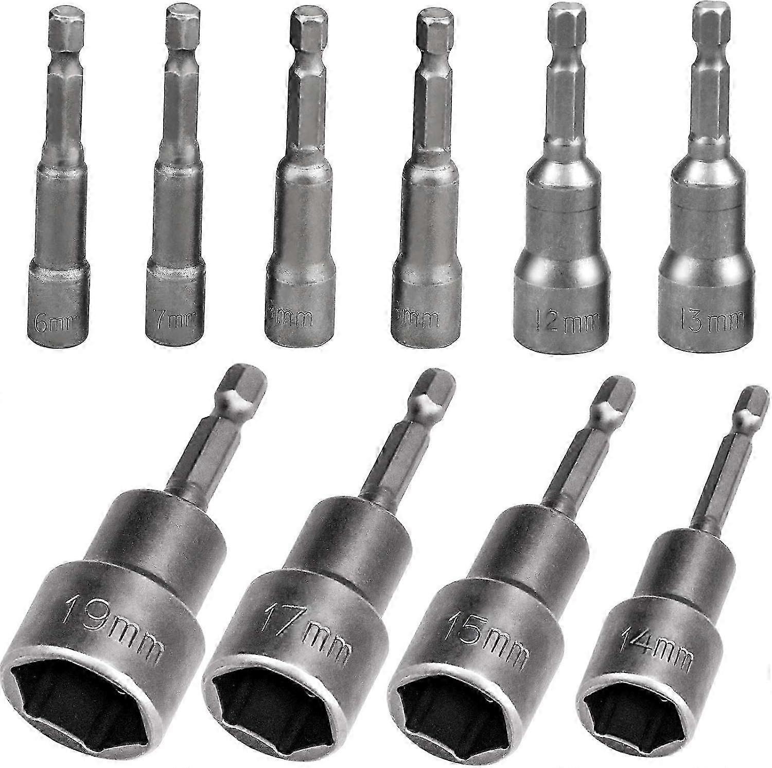 10 Pcs Hexagonal Magnetic Socket, 6-19mm Magnetic Socket Wrenches Hexagonal Pilot Nut Setter