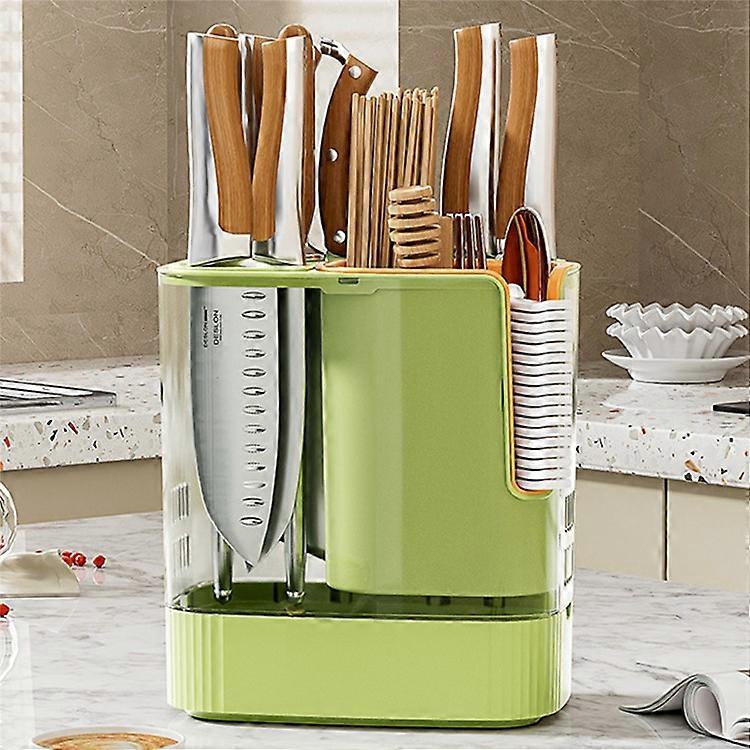 Rotating Knife Block Utensil Holder Countertop Organizer for Knives Chopsticks Spoons Kitchen Storage Rack