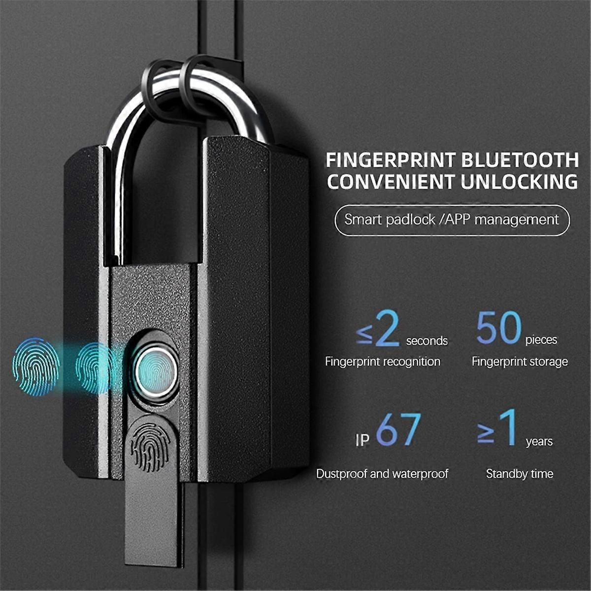 Fingerprint Lock with Key Backup USB Rechargeable Key / BT TTLock APP / Fingerprint Unlock Smart Key
