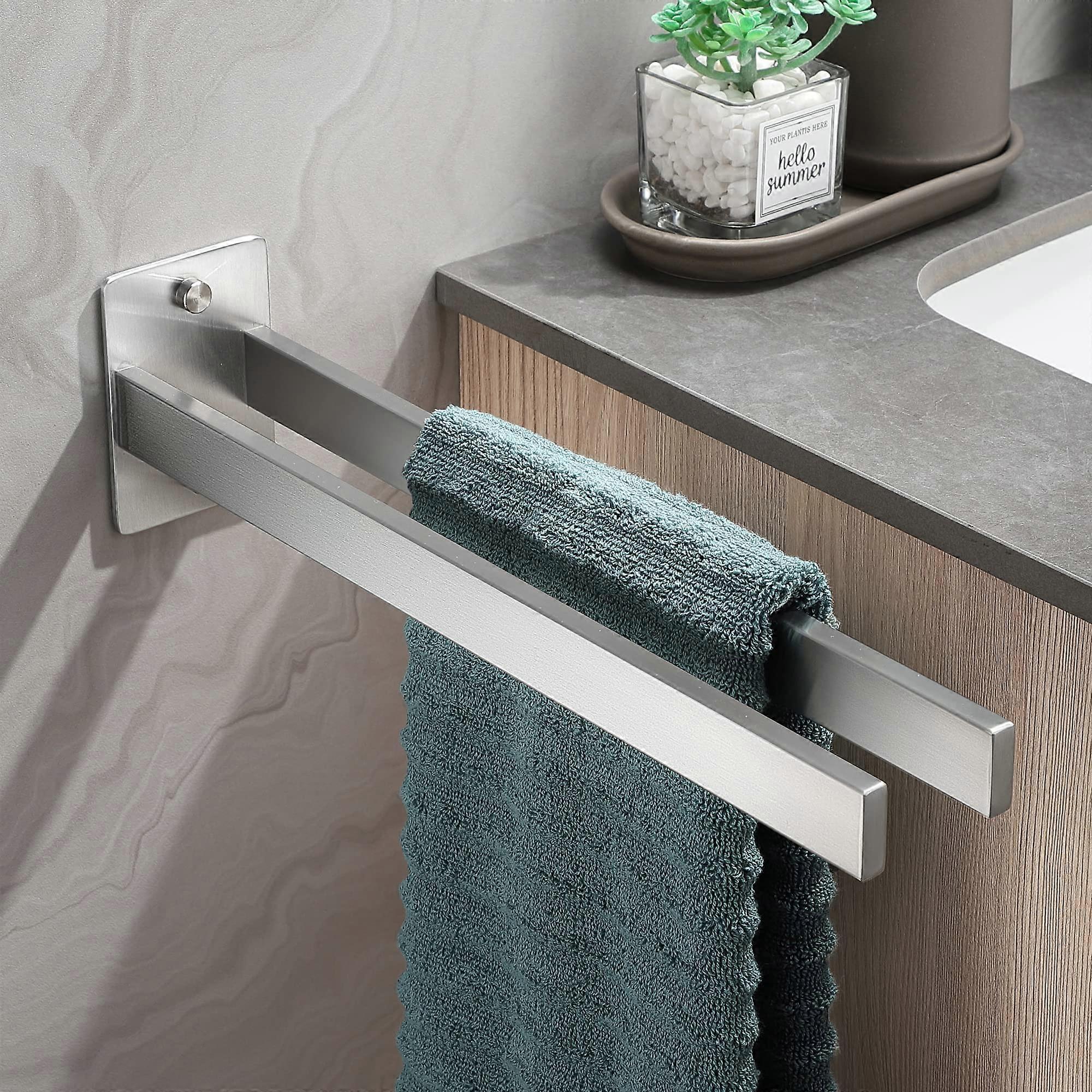 Bathroom Double Layer 304 Stainless Steel Silver Towel Rack 39cm