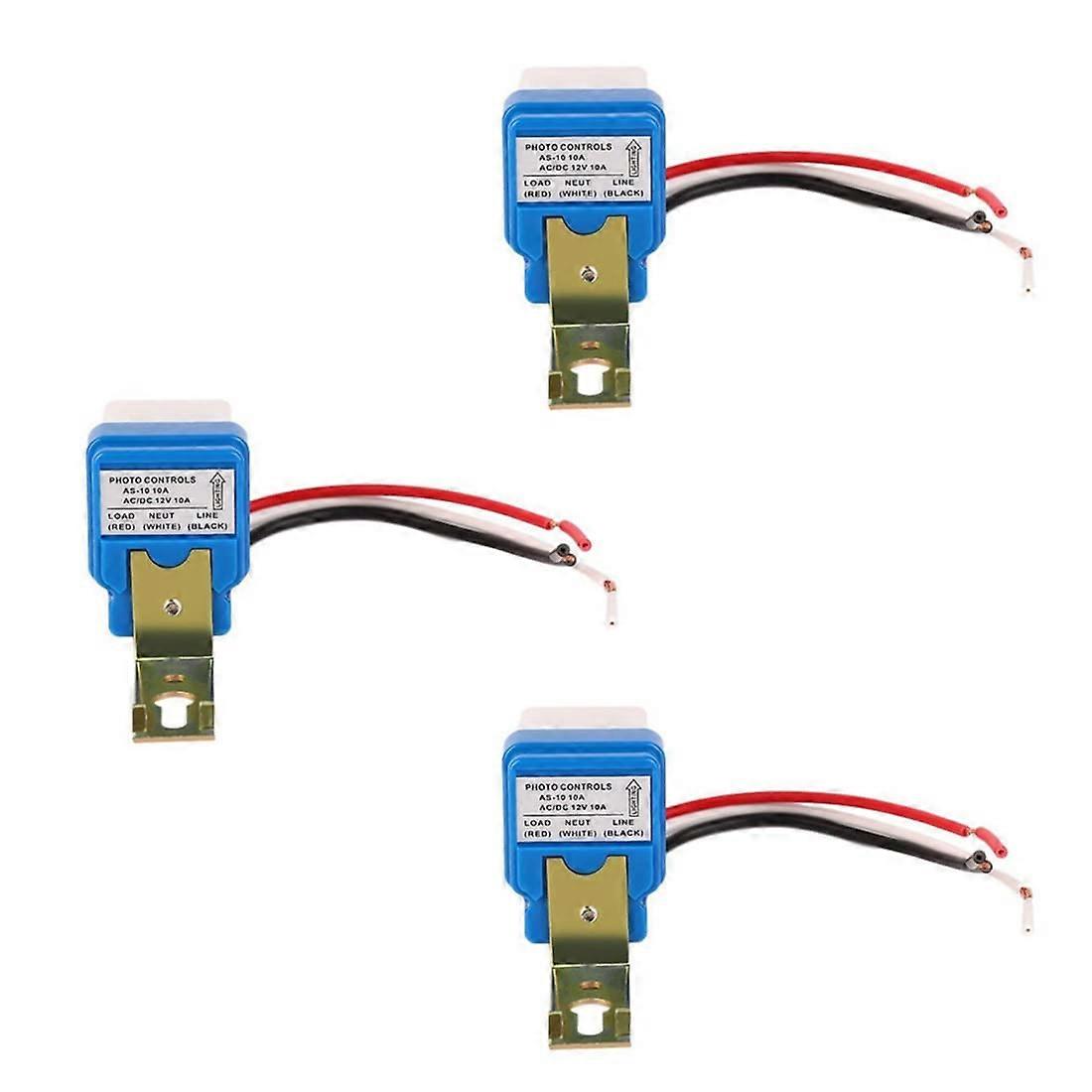 3Pcs 12V 10A Light Sensor Switch Auto On Off Dusk Sensor Night Light Sensor Twilight Switch