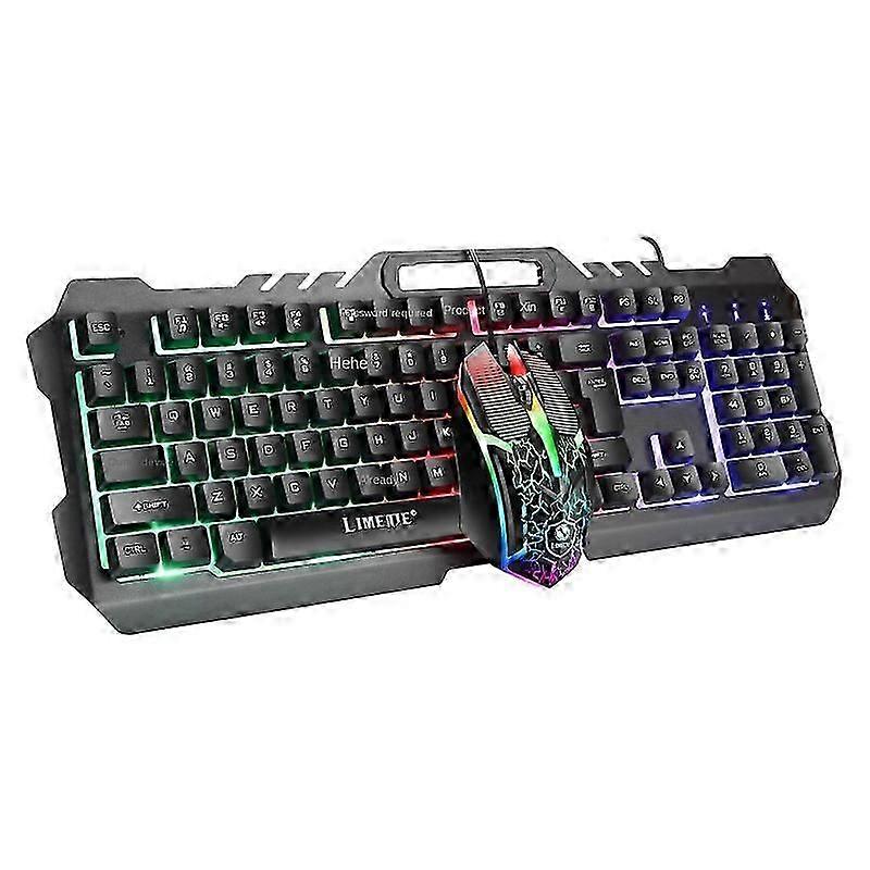 Clavier de jeu, clavier de jeu 104 touches et souris combo avec clavier d’ordinateur silencieux rétroéclairé arc-en-ciel, panneau entièrement métallique, éclairage étanche Pc Keyboa