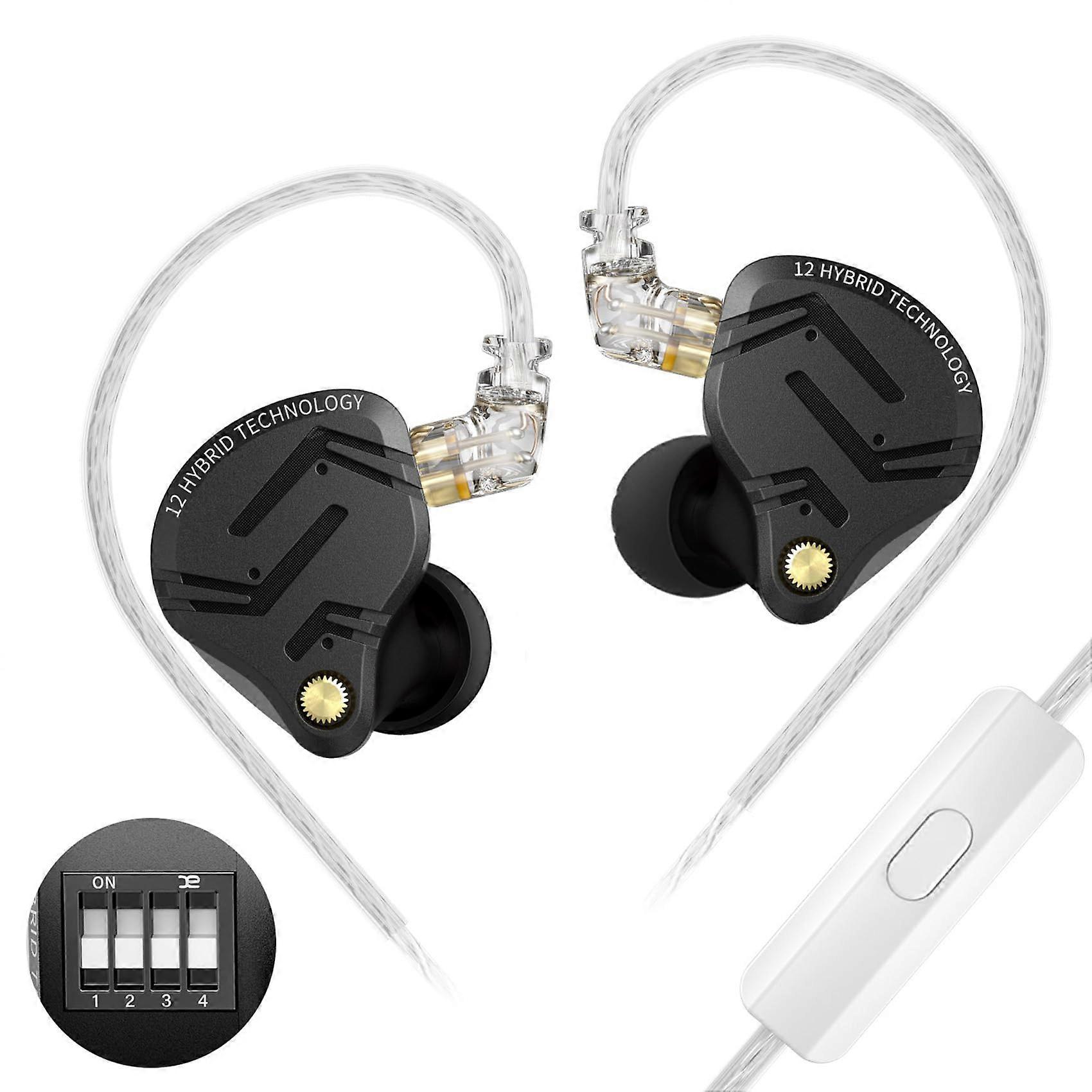 KZ ZS12 PRO X In Ear Monitor IEM Wired Gaming Headphones with 1DD and 5BA Hybrid Design, High-Performance Earbuds