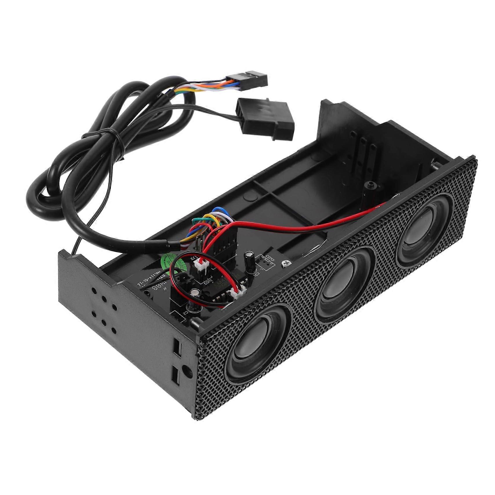 Pc Case Speaker Black Stereo Surround Sound Computer Front Panel Speaker for Desktop Gaming and Multimedia Audio