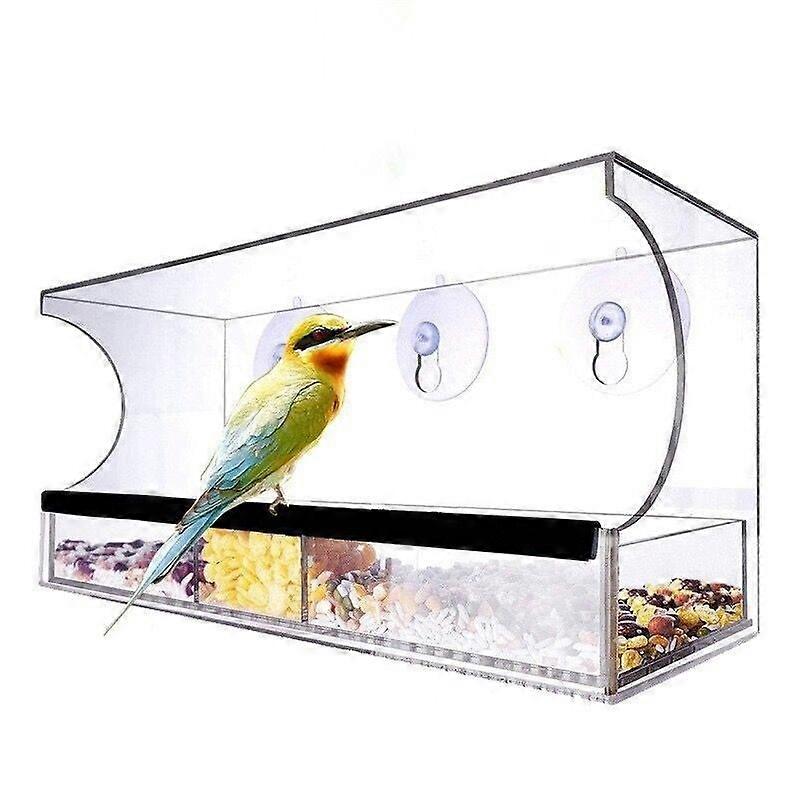 Transparent rectangular bird feeder, balcony window adsorption bird feeder, automatic bird feeder