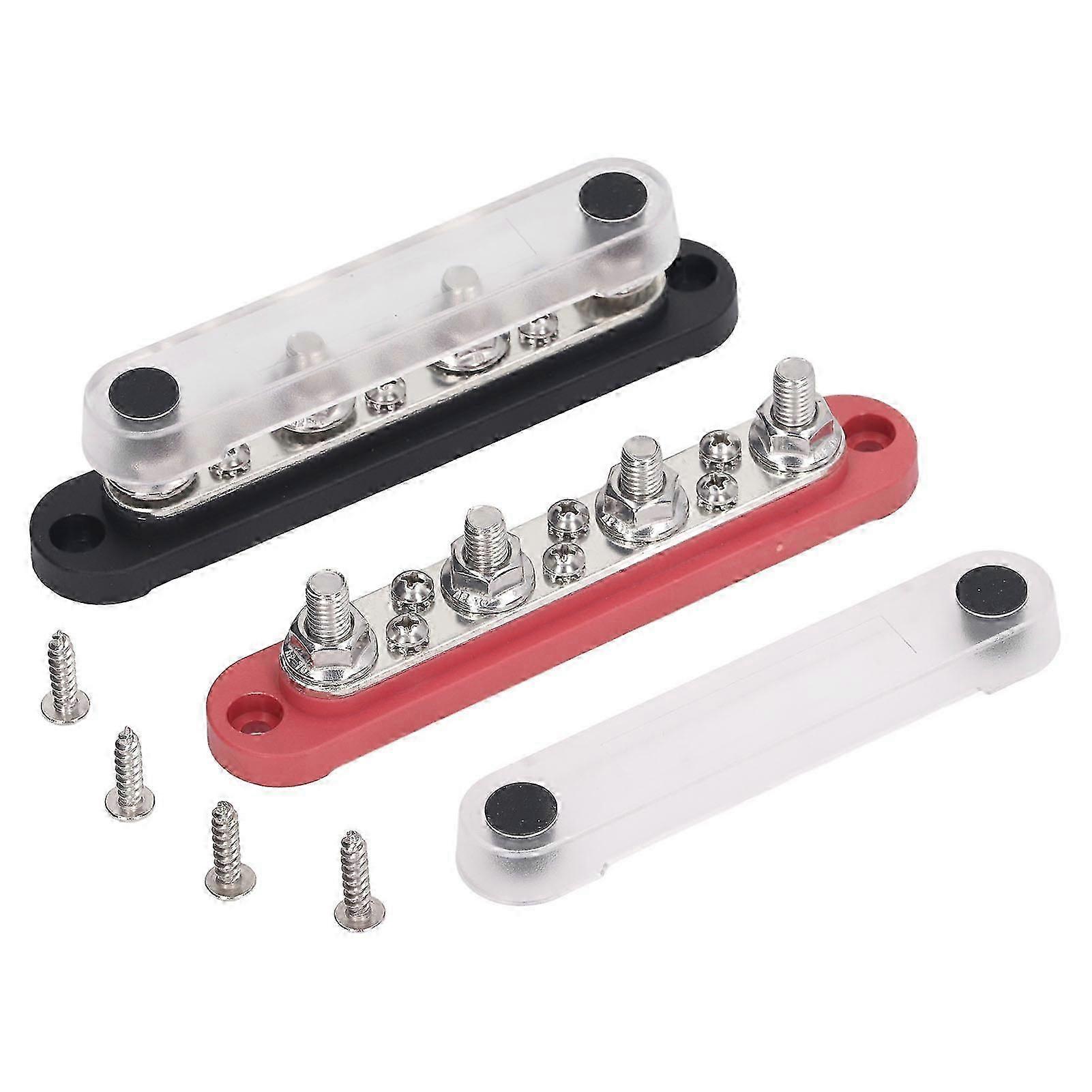 150A 10 Way Bus Bar with Dust Cover 6xM8 Screw Stud Terminal Block for Car Marine Solar System 12V48V