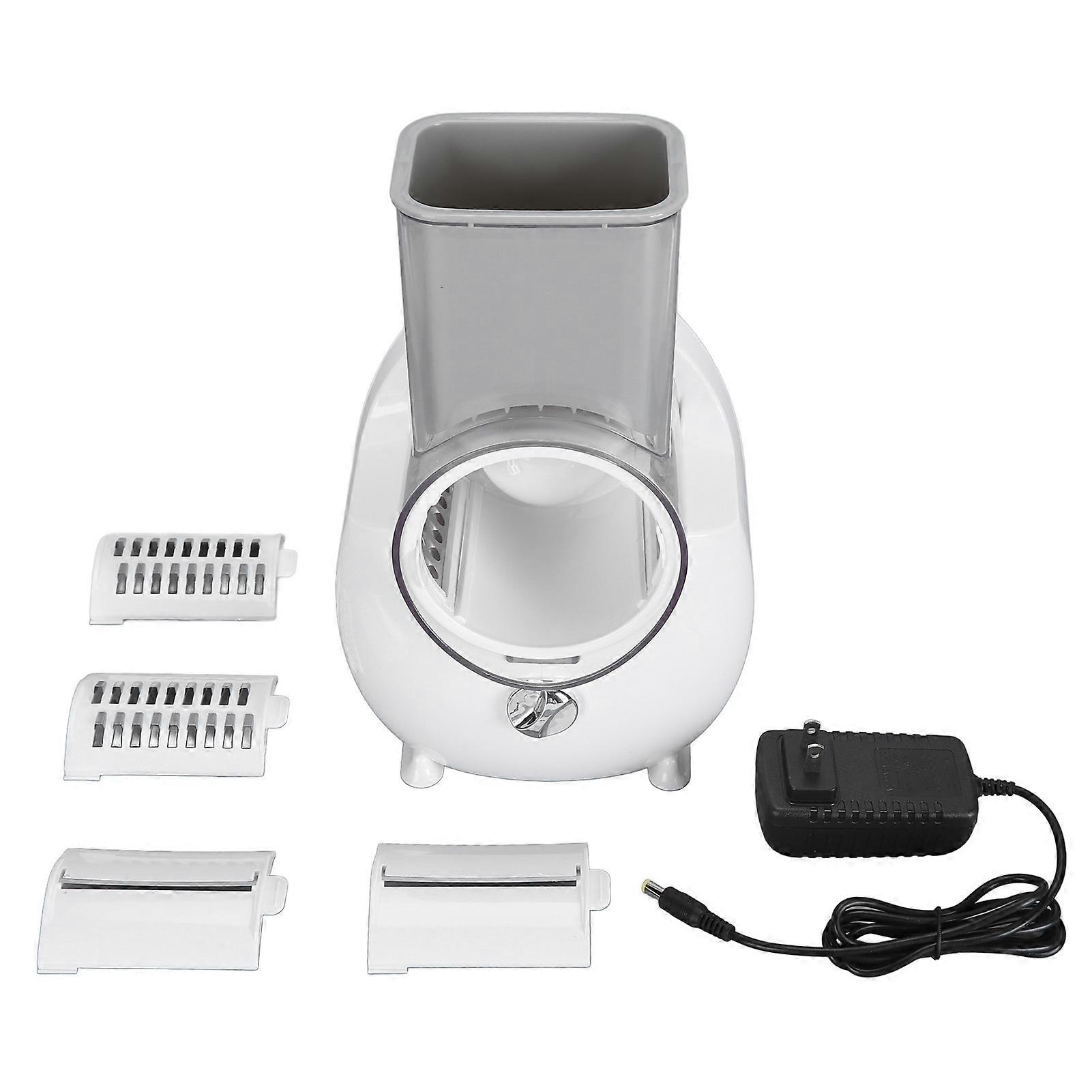 Electric Multifunction Efficient Full Automatic Cheese Grater with 5 Replaceable Drum Blades for Vegetables Fruit Food Nuts