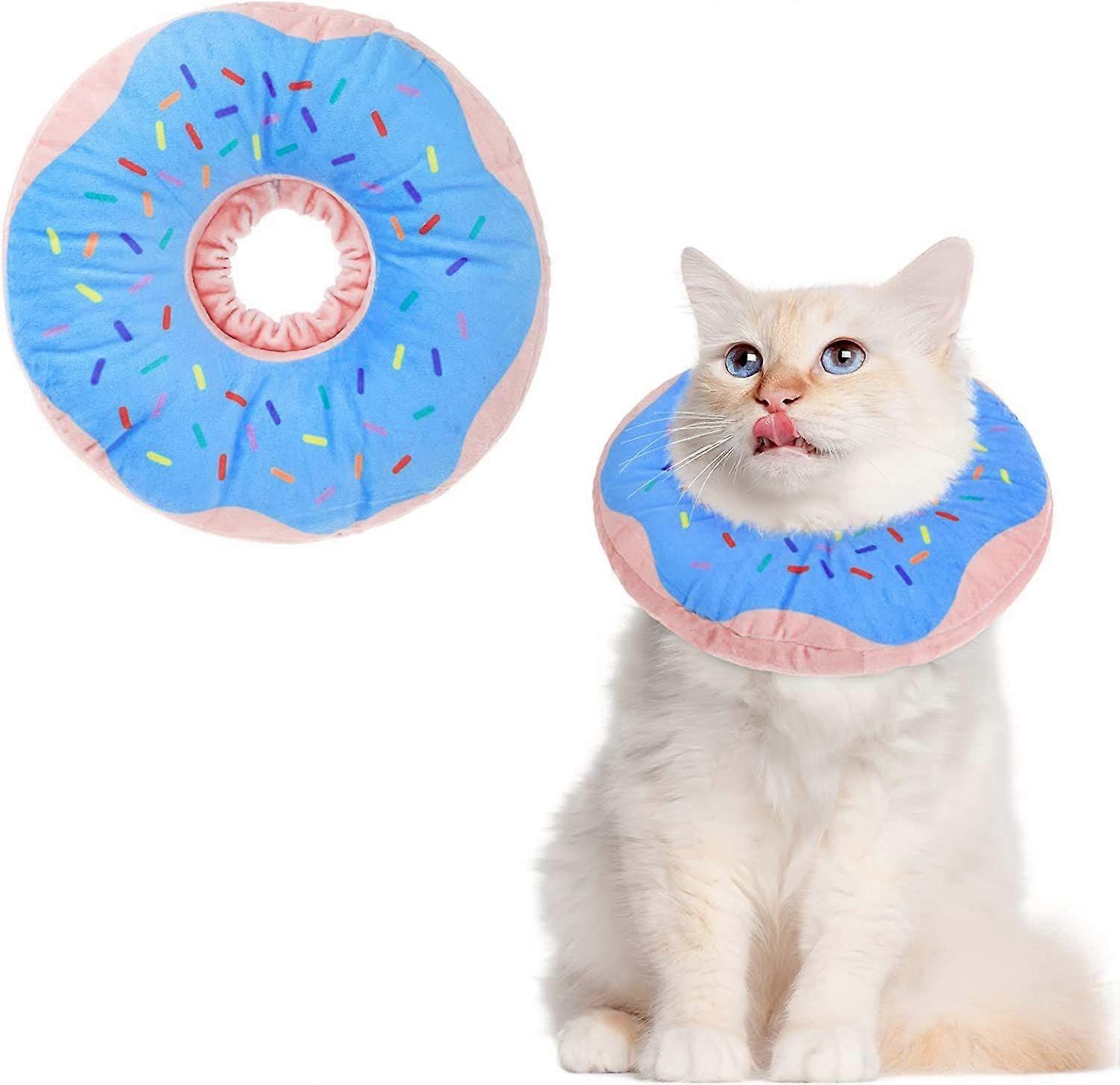 Cute Donut Recovery Collar for Cats and Puppies, Soft Adjustable Protective Pet E Collar