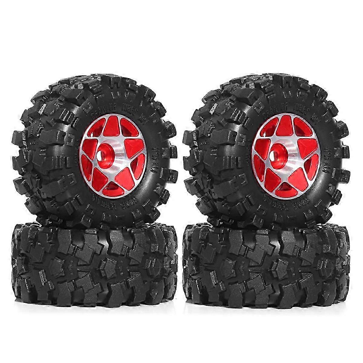 Metall Beadlock Rad Reifen Set für 1/18 1/24 RC Crawler Auto Rot
