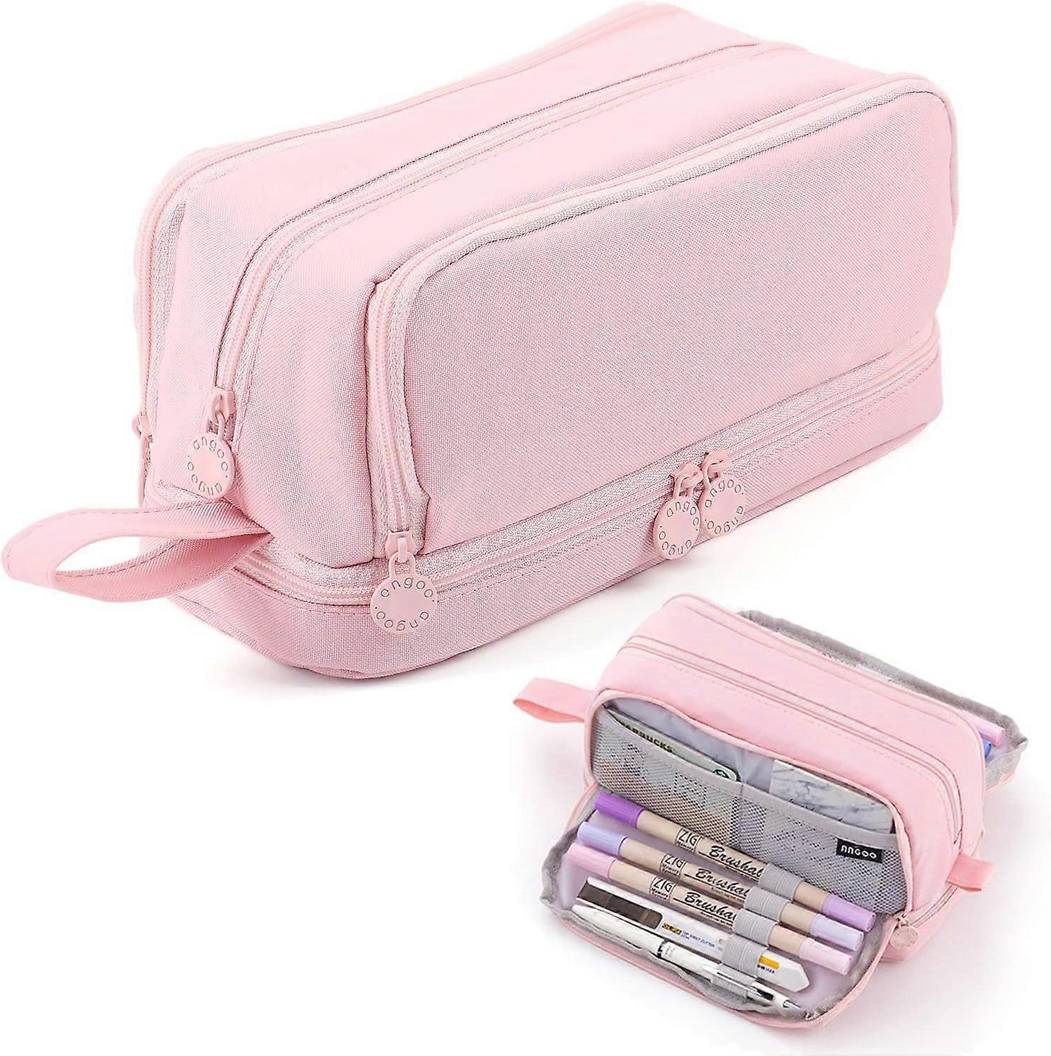 Pencil case with large capacity, zipper, handle, and durable design for school essentials