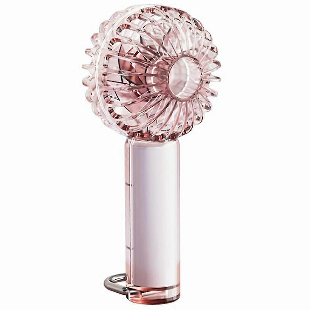 Y53 RGB Lighting Transparent Handheld Fan 3 Speeds Adjustable Portable Turbo Fan with Hook - Pink