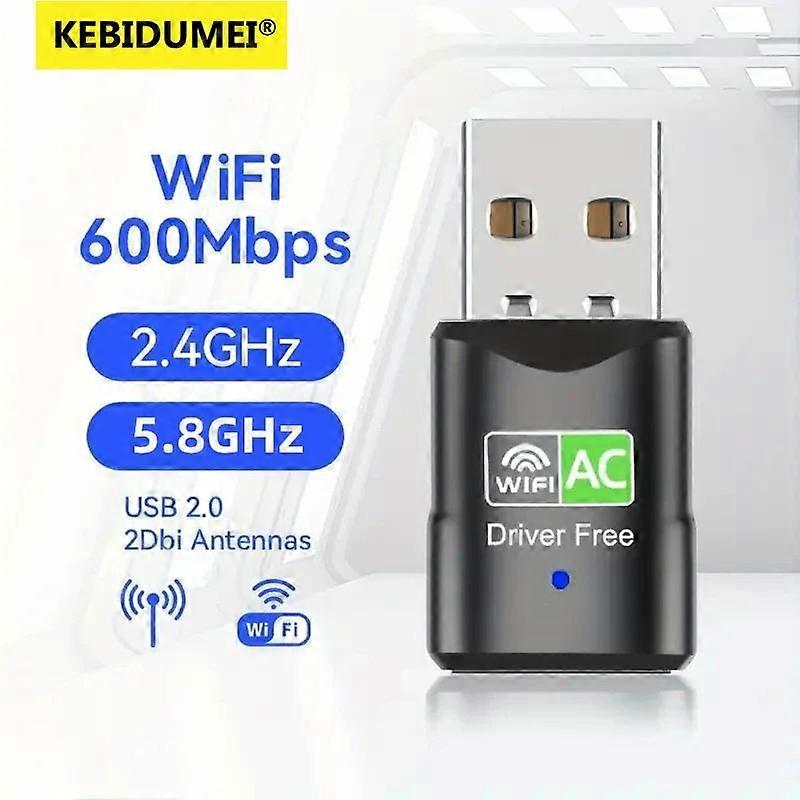 600Mbps USB WiFi -sovitin kaksikaistainen 2.4G/5GHz WiFi-sovitin 802.11AC Ethernet PC WiFi -vastaanotin Mini langaton (vaihtoehdot 2.4G 5.8G 600Mbps)