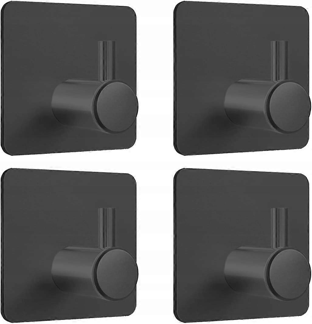 4x Bathroom Hooks For Bathroom Self-adhesive Black Loft Tape Hook