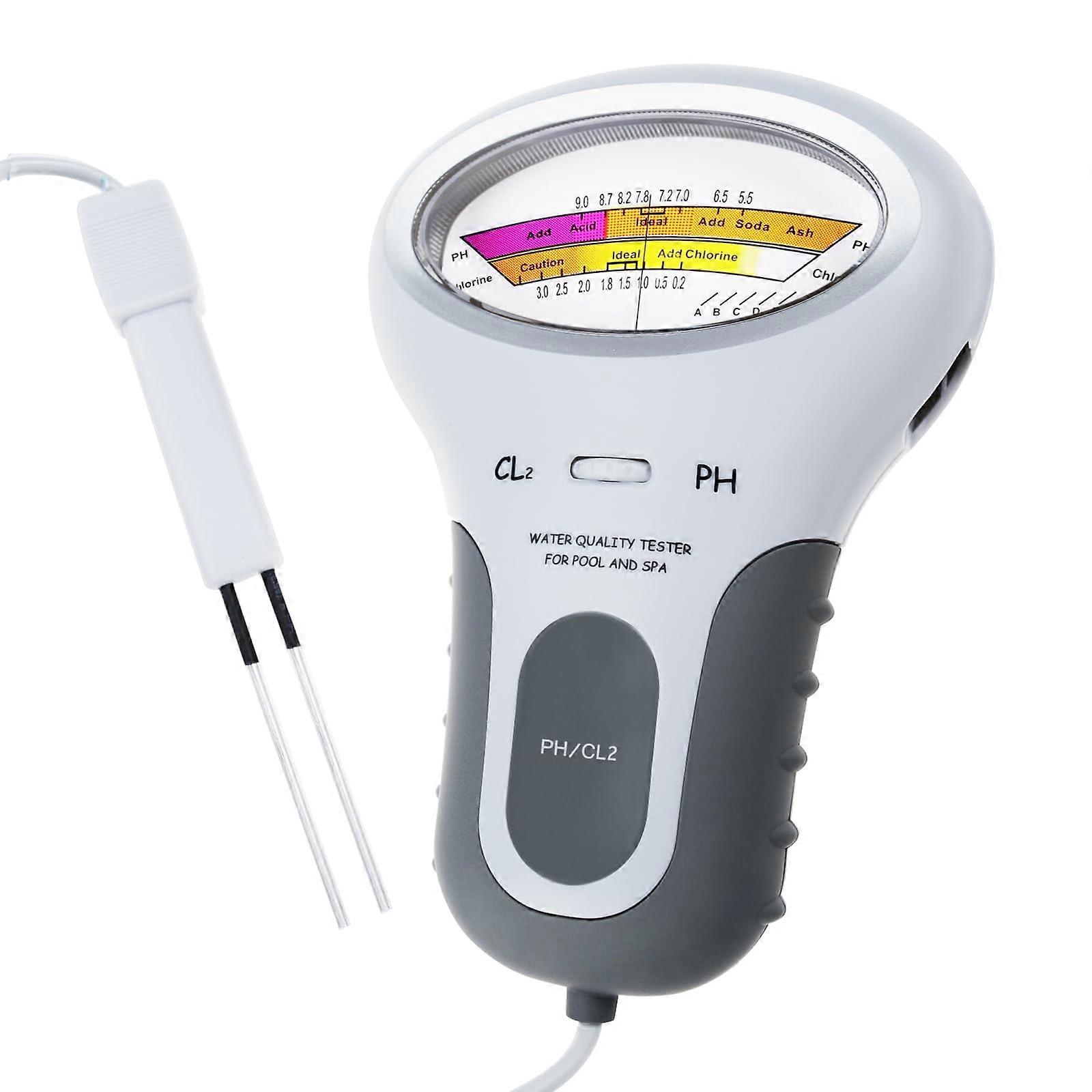 Dual-Function Water Tester pH Chlorine Meter for Pools Spas Hydroponics Drinking Water Analysis 0-14 pH Range