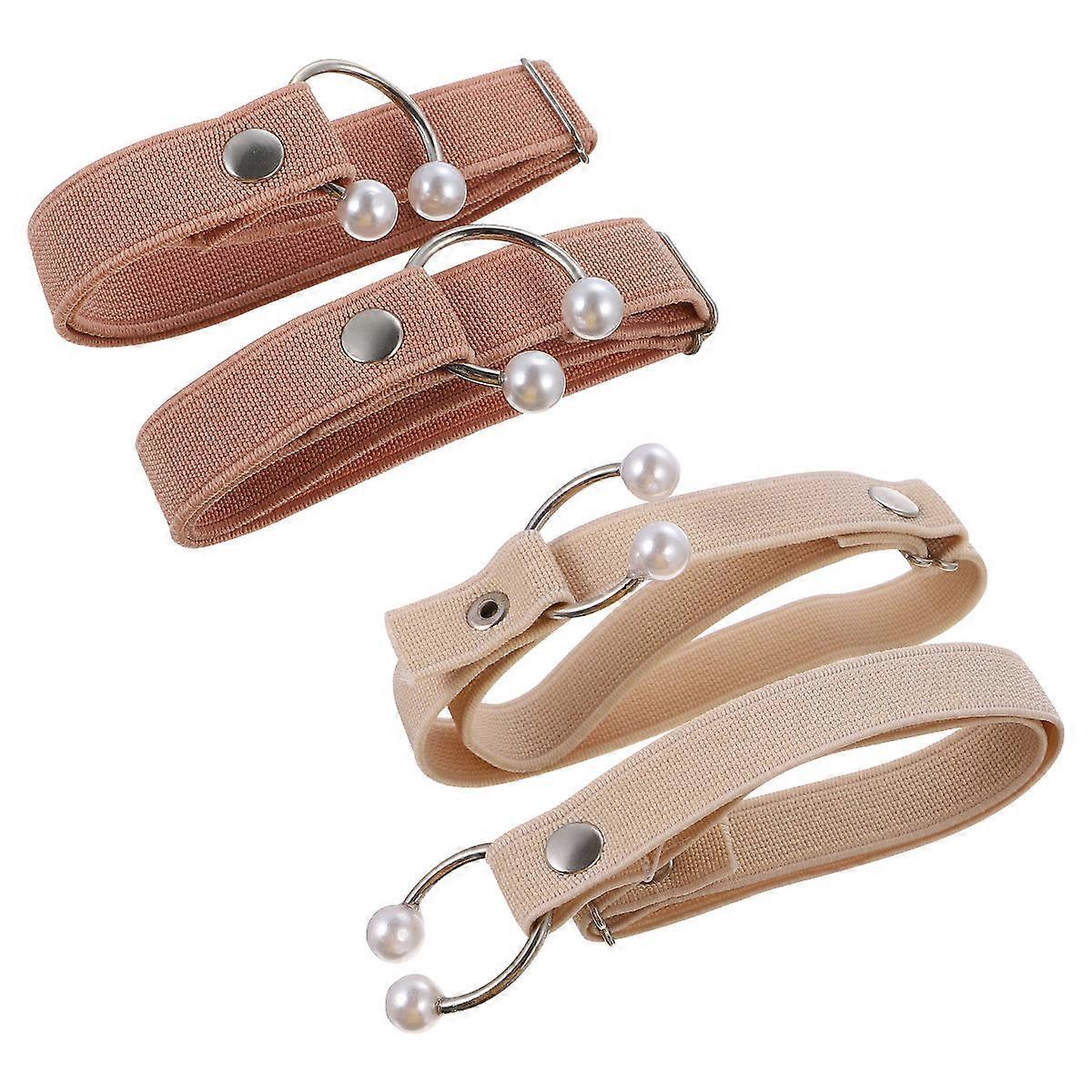 Elastic High Heel Straps with Pearl Design Prevents Slipping, Detachable Shoelaces for Women's Shoe Decoration