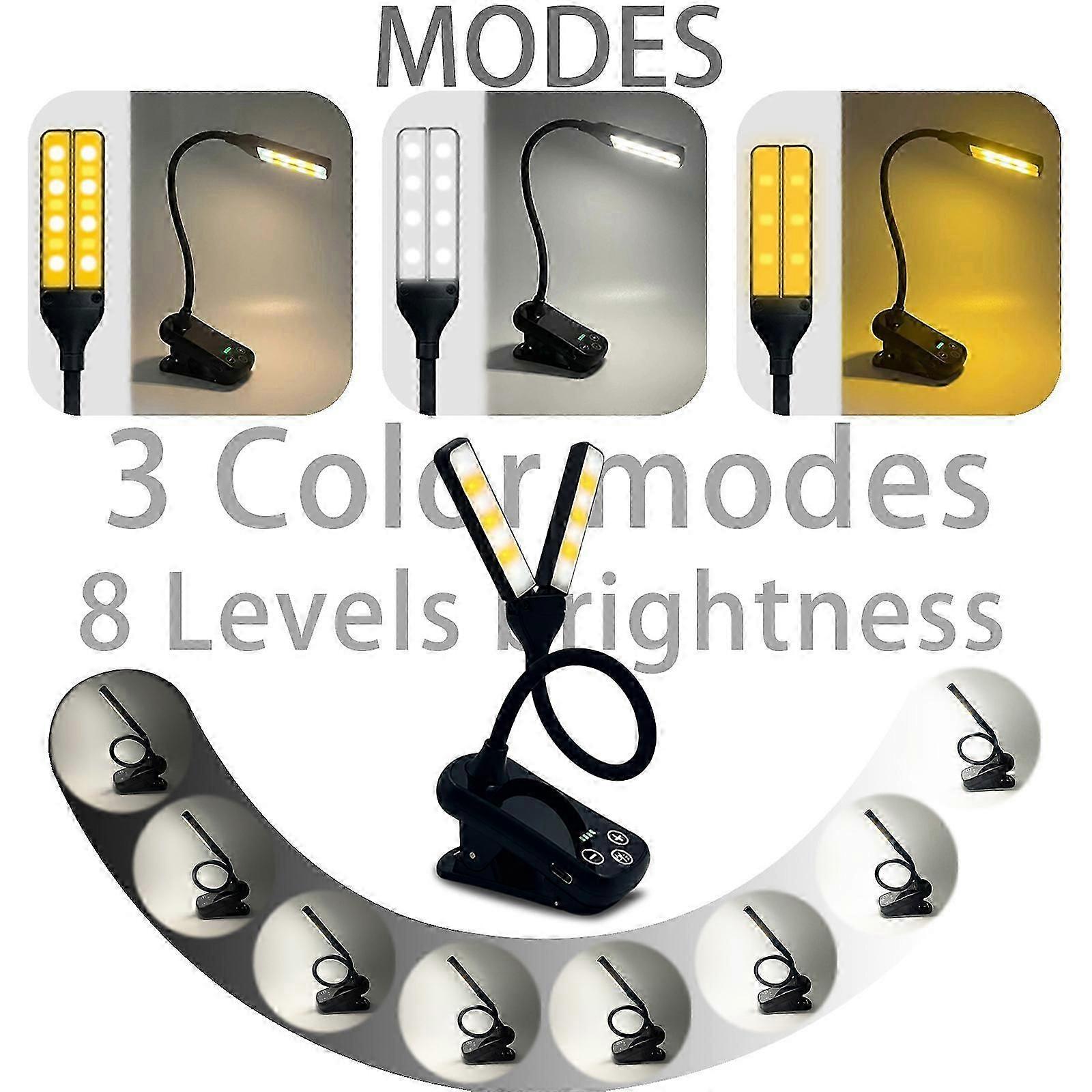 Double-headed Rechargeable Small Book Lamp, Touch Music Score Light, Clip Book Lamp, Reading Lamp