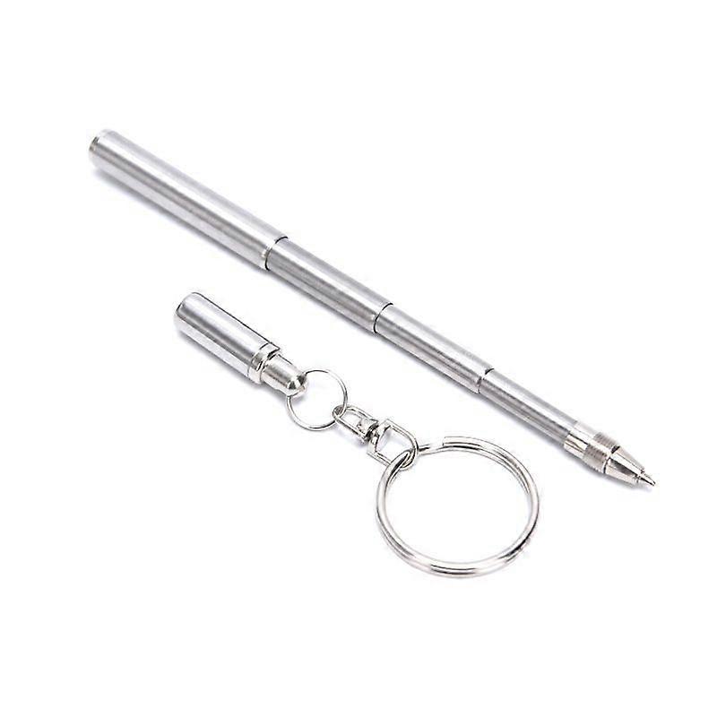 Telescopic Stainless Steel Pen Keyring Keychain Emergency Signature Tool Gift