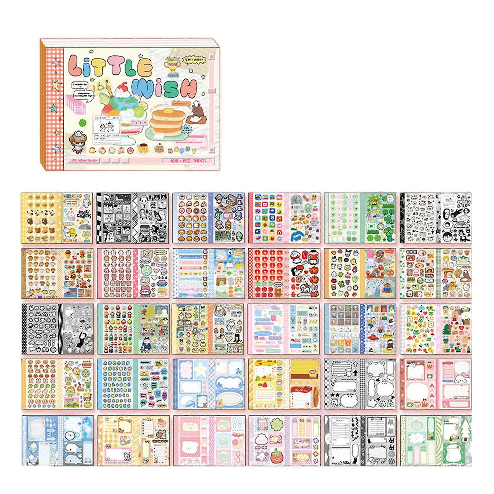 Scrapbooking Decorative Sticker 30Sheets/Pad Aesthetic Sticker Adhesive Note for Journal Notebook Planner Scrapbooking