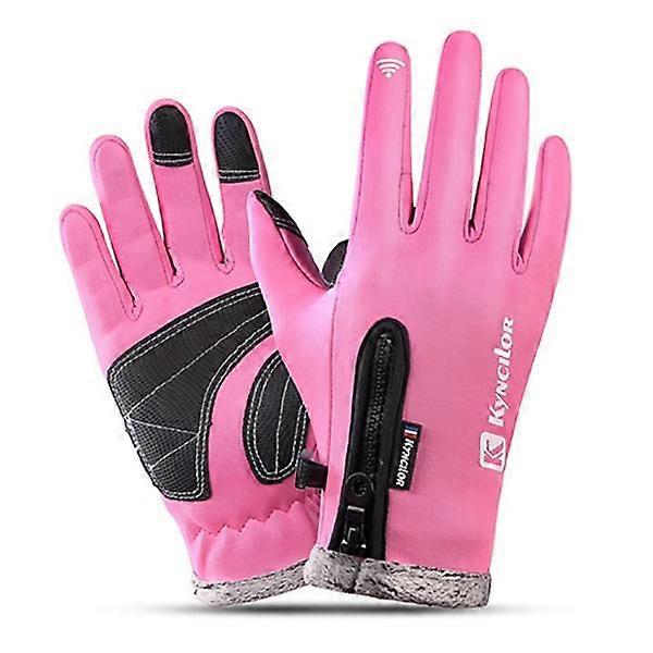Men’s Women's Winter Gloves Fleece Cycling Gloves with Touchscreen Zip Waterproof Anti-Slip Heated Gloves for Bicycle